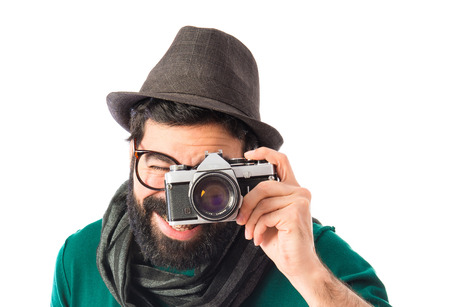 Man photographingの写真素材