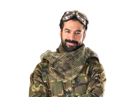 Soldier with pilot hatの写真素材