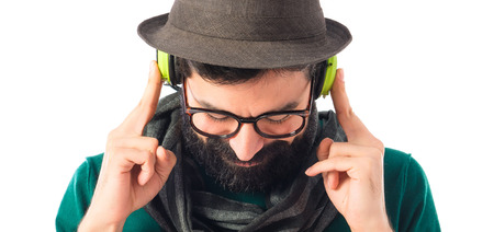 Artist listening musicの写真素材