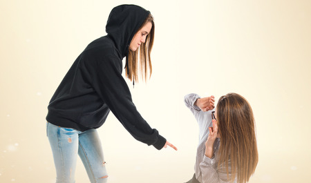 Girl sister shouting her sister