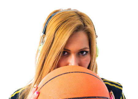 girl with a basketballの写真素材