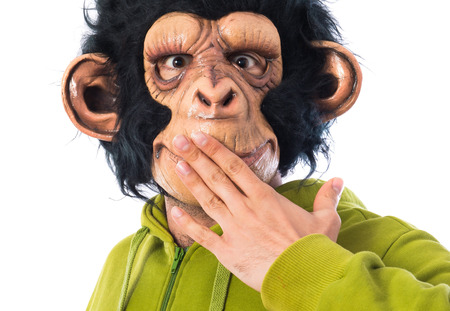 Monkey man doing surprise gestureの写真素材