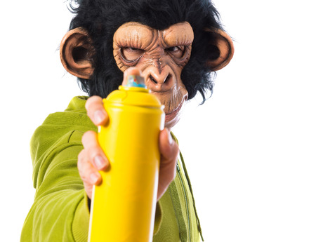 Monkey man with sprayの写真素材
