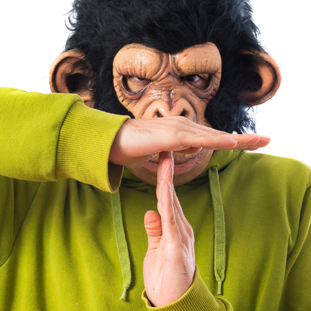 Monkey man making time out gestureの写真素材