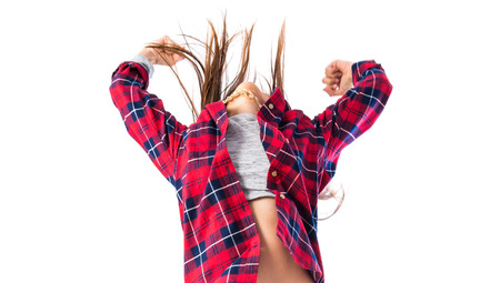 Girl jumping in hip hop styleの写真素材