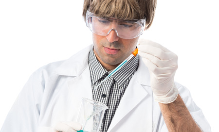 Scientist analyzing a test-tubeの写真素材