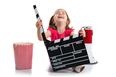 Kid holding a clapperboardの写真素材