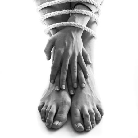 naked and tied up womanの写真素材
