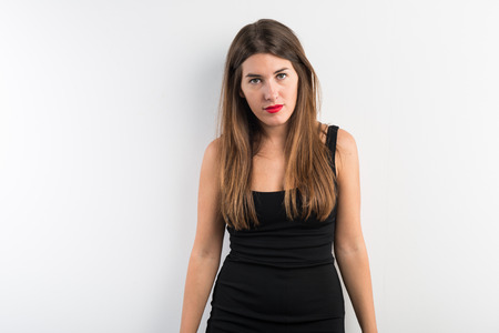 Pretty girl in black dressの写真素材