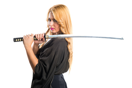 Woman dressed like samurai