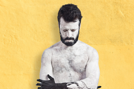 Demon with his eyes closedの写真素材