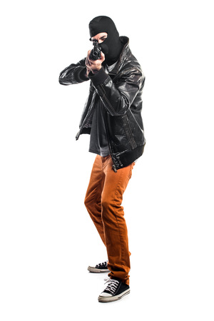 Robber holding a rifleの写真素材