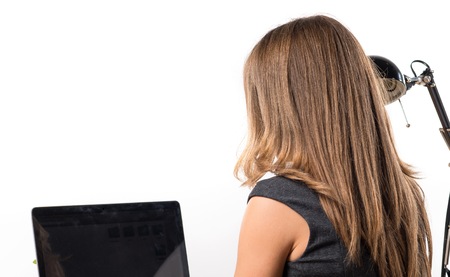 Woman working in her officeの写真素材