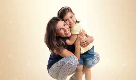 Mother and daughter in studioの写真素材