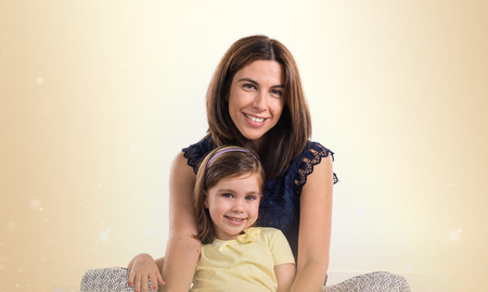 Mother and daughter in studioの写真素材