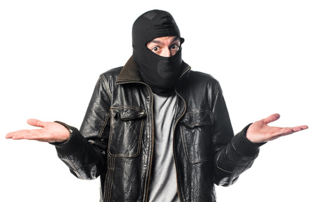 Robber doing surprise gestureの写真素材