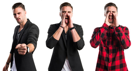 Handsome man cover eaingの写真素材