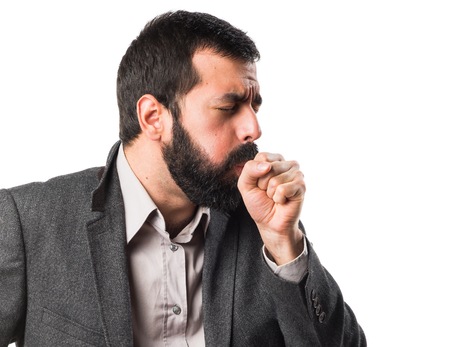 Man coughing a lotの写真素材