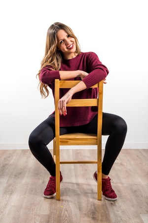 Happy pretty young girlの写真素材