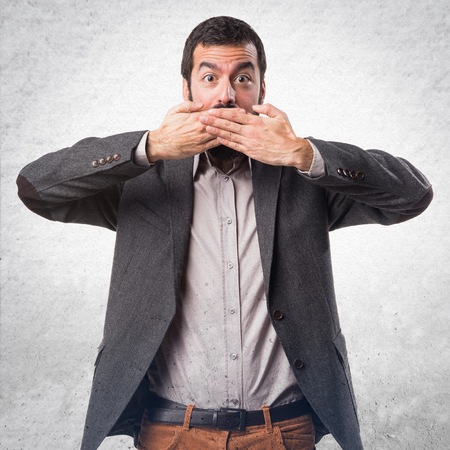 Man doing surprise gestureの写真素材