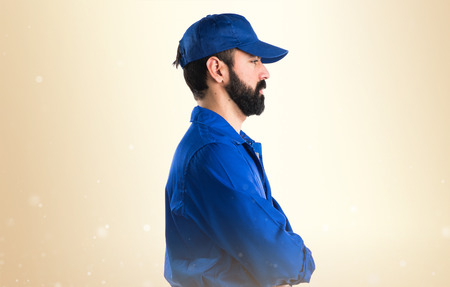 Plumber in lateral positionの写真素材