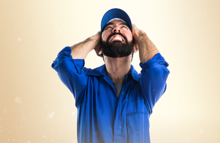 frustrated plumberの写真素材