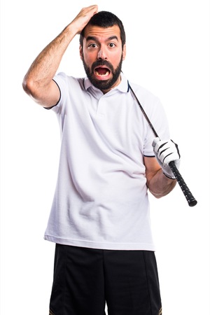 Golfer doing surprise gestureの写真素材
