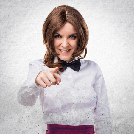 Waitress pointing to the frontの写真素材