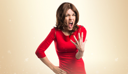 Angry brunette womanの写真素材