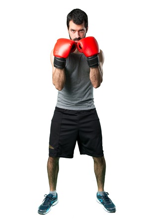 Sportman with boxing glovesの写真素材