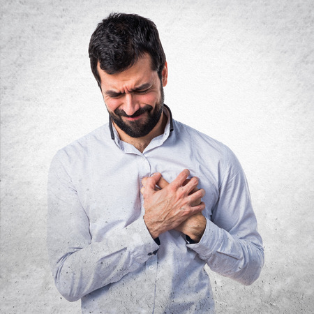 Man with heart painの写真素材