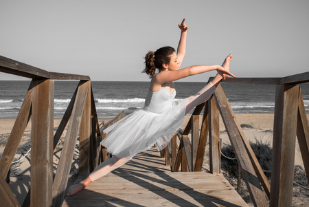 Teenager girl dancing outdoorの写真素材