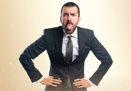 Businessman doing a jokeの写真素材