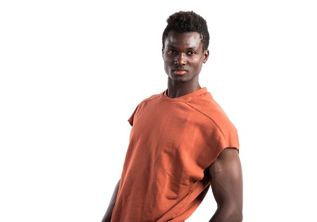 Handsome black man posing in studioの写真素材