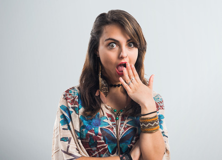 Young girl doing surprise gestureの写真素材