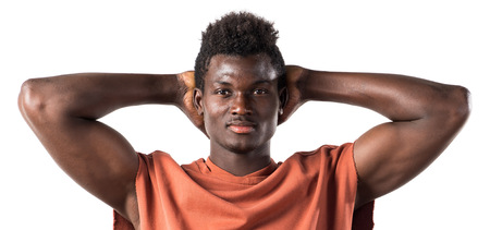 Handsome black man posing in studioの写真素材