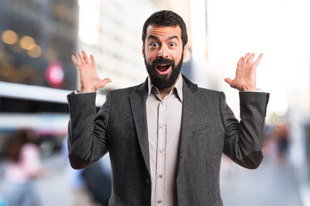 Man doing surprise gestureの写真素材