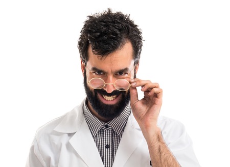 Scientist man with test tubesの写真素材