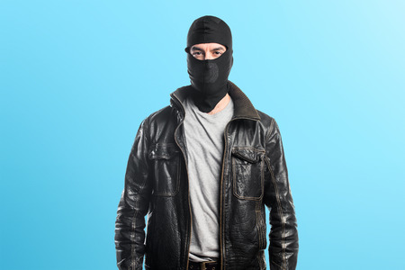 Robber wearing a leather jacket 