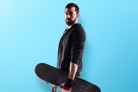 Man with his skateの写真素材