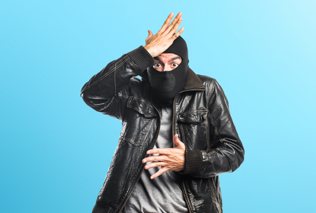 Robber having doubtsの写真素材