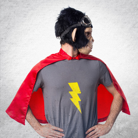 Superhero monkey man looking lateralの写真素材