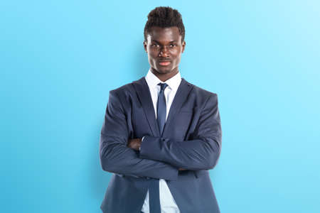 Black man with his arms crossedの写真素材