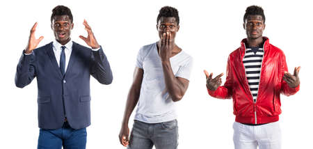 Black man doing surprise gestureの写真素材