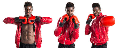 Black man with boxing glovesの写真素材