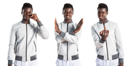 Black man doing NO gestureの写真素材