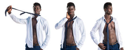 Handsome black man with athletic bodyの写真素材