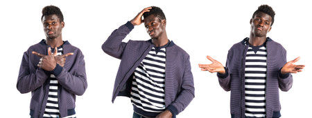 Frustrated handsome black manの写真素材