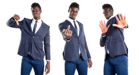 Frightened handsome black manの写真素材