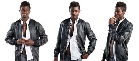 Handsome black man posing in studioの写真素材